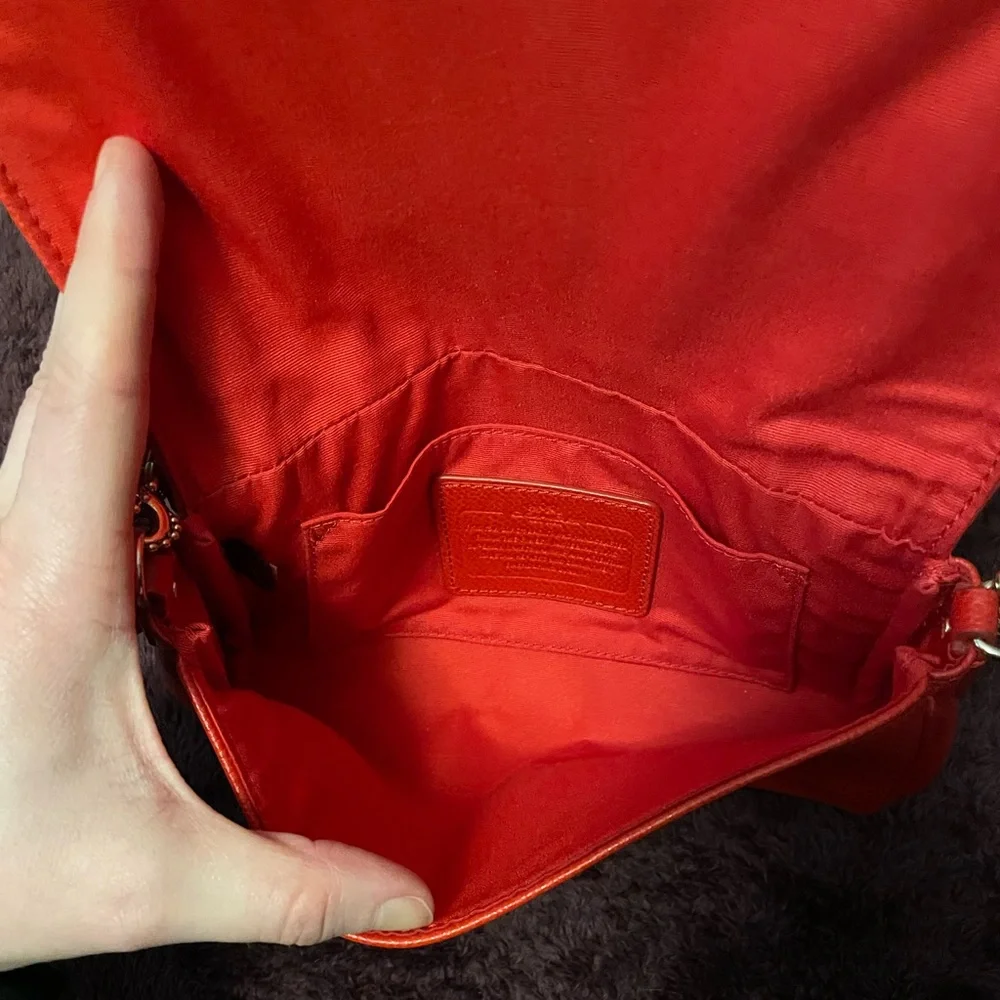 Coach Red Crossbody Bag with Gold Chain - Picture 5 of 14